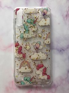 Прозорий силіконовий чохол з малюнком і блискітками для Samsung Galaxy M10 Єдинороги