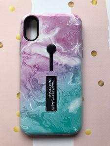 Силіконовий чохол із підставкою та тримачем для iPhone X Мармуровий