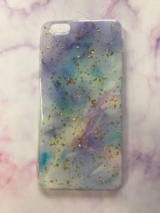 Силіконовий мармуровий чохол з блискітками для iPhone 6+/6 Plus Блакитний