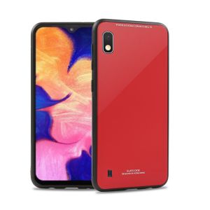 Силіконовий чохол Glass case зі скляною задньою панеллю для Samsung Galaxy А10 (2019) А105 Червоний