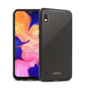 Силіконовий чохол Glass case зі скляною задньою панеллю для Samsung Galaxy А10 (2019) А105 Чорний