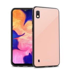 Силіконовий чохол Glass case зі скляною задньою панеллю для Samsung Galaxy А10 (2019) А105 Рожевий