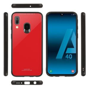 Силіконовий чохол Glass case зі скляною задньою панеллю для Samsung Galaxy А40 (2019) А405 Червоний