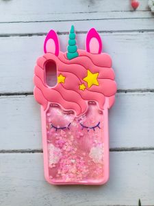 Силіконовий чохол 3D з блискітками, що переливаються, для Samsung Galaxy А10 (2019) А105 Єдиноріг рожевий