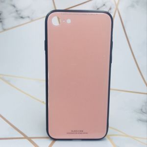 Силіконовий чохол Glass case зі скляною задньою панеллю для iPhone 7 7 7s 8 8s Рожевий