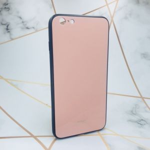 Силіконовий чохол Glass case зі скляною задньою панеллю для iPhone 6+/6 Plus Рожевий