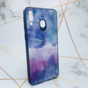 Силіконовий чохол Glass case зі скляною задньою панеллю для Samsung Galaxy M20 Мармур синій