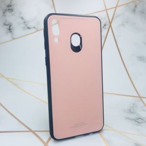 Силіконовий чохол Glass case зі скляною задньою панеллю для Samsung Galaxy M20 Рожевий