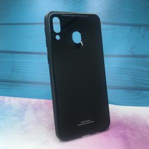 Силіконовий чохол Glass case зі скляною задньою панеллю для Samsung Galaxy M20 Чорний