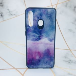 Силіконовий чохол Glass case зі скляною задньою панеллю для Samsung Galaxy M30 Мармур синій