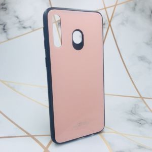 Силіконовий чохол Glass case зі скляною задньою панеллю для Samsung Galaxy M30 Рожевий