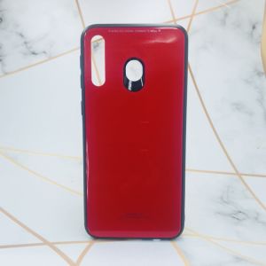 Силіконовий чохол Glass case зі скляною задньою панеллю для Samsung Galaxy M30 Червоний