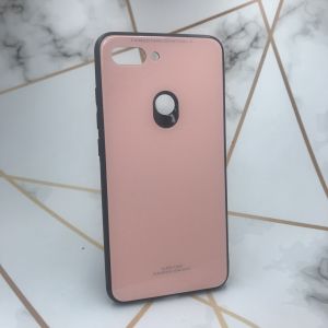 Силіконовий чохол Glass case зі скляною задньою панеллю для Xiaomi Мі 8 lite Рожевий