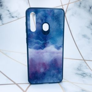 Силіконовий чохол Glass case зі скляною задньою панеллю для Samsung Galaxy M40 Мармур синій