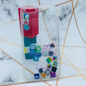 Прозорий силіконовий чохол з плаваючими іконками додатків для iPhone 6+/6 Plus Срібло