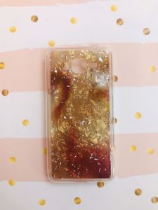 Силіконовий мармуровий чохол із блискітками для Samsung Galaxy Grand Prime G530 / J2 Prime Золотий