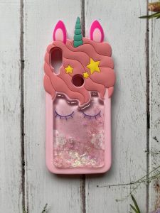 Силіконовий чохол 3D з рухливими блискітками на Xiaomi Redmi Play Рожевий