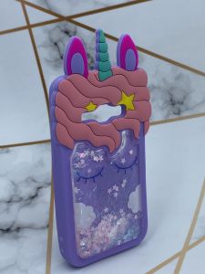 Чохол силіконовий 3D Case з рухливими блискітками на Samsung Galaxy J1(2016) моделі j120 Єдиноріг фіолетовий