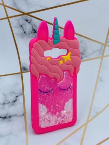 Чохол силіконовий 3D Case з рухливими блискітками на Samsung Galaxy J5 Яскраво рожевий Єдиноріг