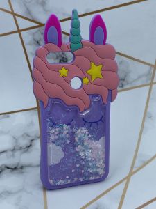 Чохол силіконовий 3D Case з рухливими блискітками на Xiaomi Мі 8 lite Єдиноріг фіолетовий