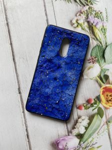Мармуровий силіконовий чохол з блискітками для Xiaomi Redmi Note 4 / Note 4X Синій