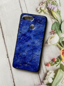 Мармуровий силіконовий чохол з блискітками для Xiaomi Redmi 6 Синій