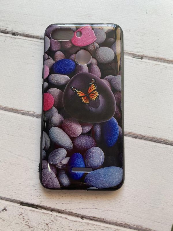 Захисний глянсовий чохол із малюнком для Xiaomi Redmi 6 Метелик на камені