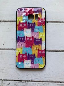 Силіконовий глянцевий чохол "Скляні ромби" для Samsung Galaxy S7 Edge Котики