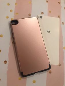 Силіконовий чохол з пластиковою накладкою (подвійний захист) для Huawei P8 Золотий