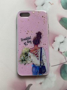 Силіконовий чохол з принтом для iPhone 7 / 8 Дівчина з квітами