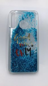 Силіконовий чохол з плаваючими блискітками на Huawei Р40 lite E / Y7p Блакитний