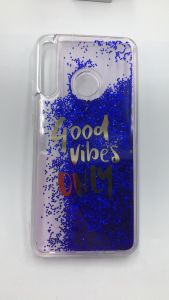 Силіконовий чохол з плаваючими блискітками на Huawei Р40 lite E / Y7p Синій
