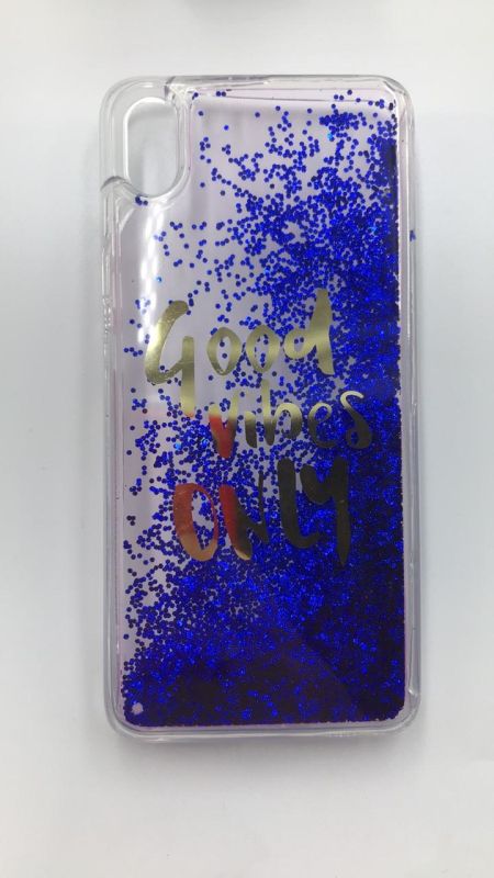 Силіконовий чохол з плаваючими блискітками на Xiaomi Redmi 7A Синій