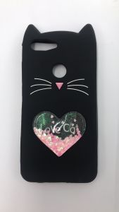 Чохол силіконовий 3D Case з блискітками, які переливаються, для Xiaomi Мі 8 lite Кіт (чорний)