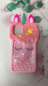 Силіконовий чохол 3D Case з рухливими блискітками на iPhone 11 (6,1) Єдиноріг