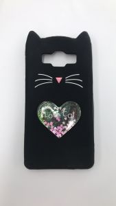 Чохол силіконовий 3D Case з плаваючими блискітками на Samsung Galaxy J5(2016) J510 Кіт чорний
