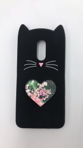 Силіконовий чохол 3D з рухливими блискітками на Xiaomi Redmi 5 Кіт