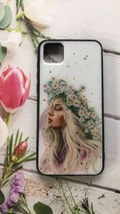 Захисний глянцевий чохол з малюнком для Huawei Y5p Дівчина у вінку