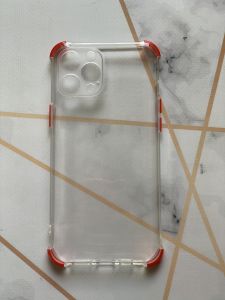 Прозорий силіконовий чохол з потовщеними кутами червоного кольору для iPhone 12 / 12 Pro