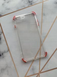 Прозорий силіконовий чохол з потовщеними кутами червоного кольору для Iphone 7, 8