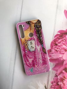 Силіконовий чохол з принтом і блискітками для Xiaomi Redmi Note 8T Дівчина з кавою