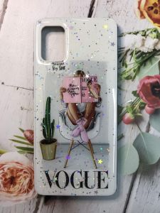 Силіконовий чохол з принтом та блискітками для Samsung Galaxy A51 (2020) / A515 Дівчина з журналом