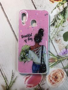 Чохол із принтом та блискітками для Samsung Galaxy А30 (2019) / А305 / A20 (2019) A205 Дівчина з квітами