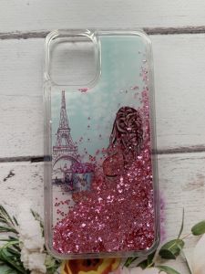 Силіконовий чохол з плаваючими блискітками на Apple iPhone mini 12 (5.4) Дівчина і вежа