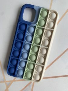 Силіконовий чохол Поп іт Антистрес Поп-Іт Pop It для iPhone 11 (6,1) Попит Синьо-білий