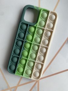 Силіконовий чохол Поп іт Антистрес Поп-Іт Pop It для iPhone 11 Pro (5,8) Попит Зелено-білий