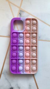 Силіконовий чохол Поп іт Антистрес Поп-Іт Pop It для iPhone 12 / 12 Pro (6.1) Попит Фіолетово-рожевий