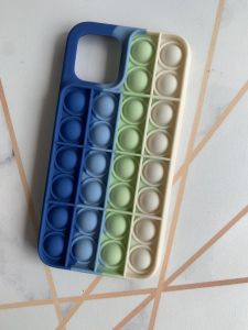 Силіконовий чохол Поп іт Антистрес Поп-Іт Pop It для iPhone 12 / 12 Pro (6.1) Попит Синьо-білий