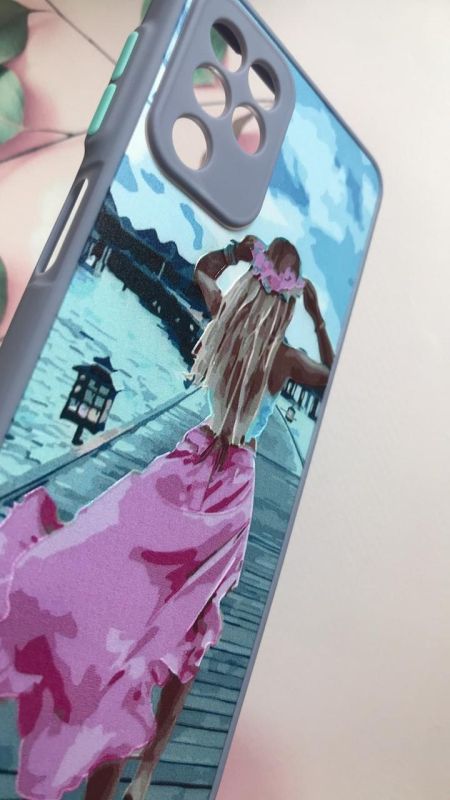 Чохол з принтом для Samsung Galaxy A22 4G / M22 / M32 Дівчина у вінку