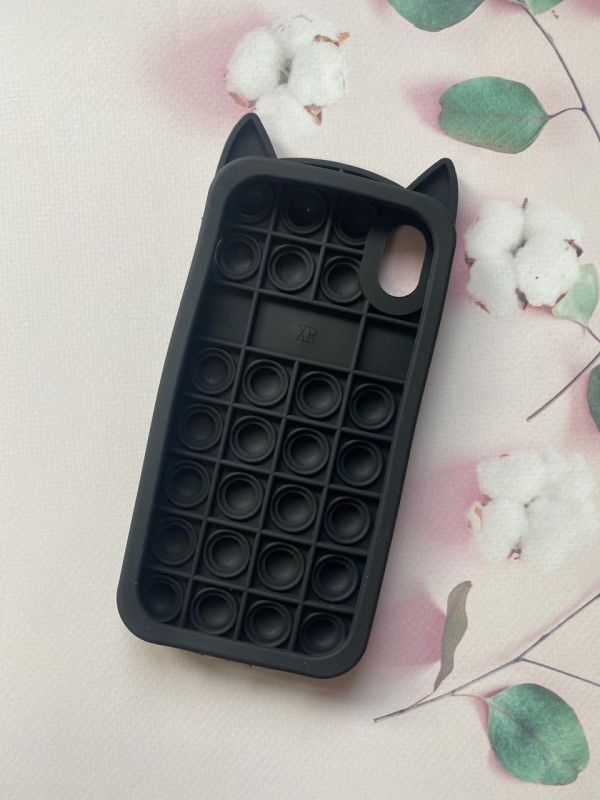 Силіконовий чохол Поп іт Антистрес Поп-Іт Pop It для iPhone XR Попит Котик чорний